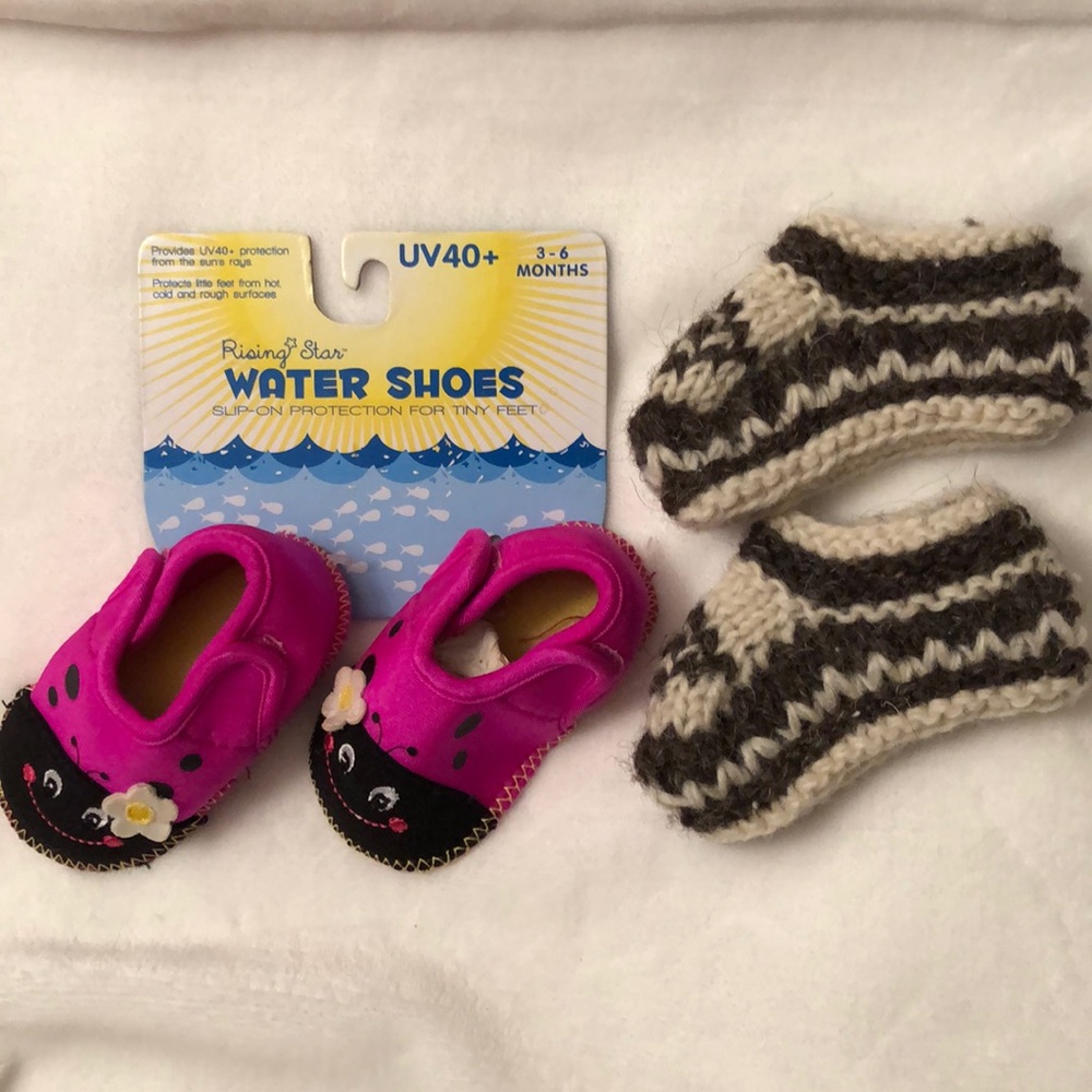 3/$20! Baby water shoes & baby wool booties